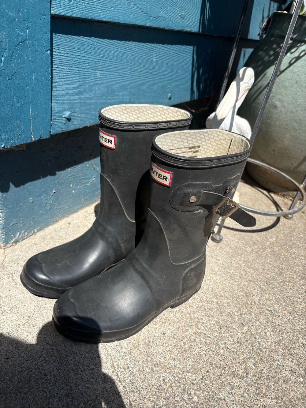 Hunter Black Short Waterproof Men’s Rain Boots with Buckle